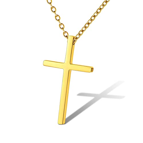 Supcare Männer Halskette Kreuzkette Edelstahl Christus Kruzifix Goldkette Kreuz Kette Anhänger Kreuzkette Cross Necklace Mens Christentum Deko Kreuzanhänger Rock Modeschmuck für Jahrestag von Supcare