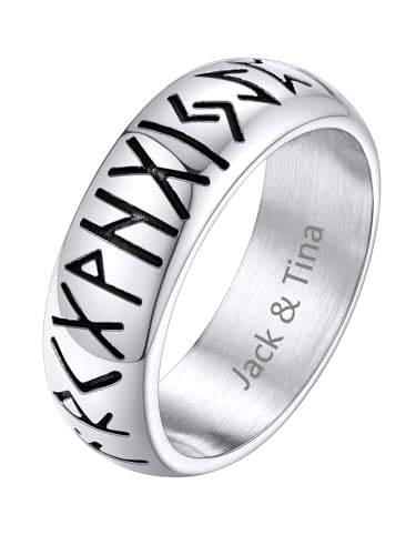 Supcare Verlobungsring Herren Viking Luhn Rune Ring Männer Fingerring Edelstahl Ring Herren Wikinger Schmuck Siegelring Gravur Rock Bandring Statement Ringe Personalisiert Modeshcmuck für Bruder von Supcare