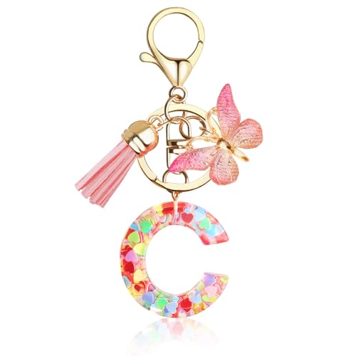 Schulkind 2025 Mädchen - Schlüsselanhänger Kinder Einschulung Geschenk Schultüte Buchstaben Anhänger Frauen Teenager Mädchen Keychain Alphabet C von Supchamp