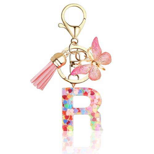 Schulkind 2025 Mädchen - Schlüsselanhänger Kinder Einschulung Geschenk Schultüte Buchstaben Anhänger Frauen Teenager Mädchen Keychain Alphabet R von Supchamp