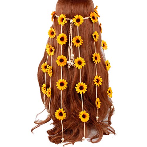 Supefriendly Geflochtene verstellbare Daisy Crown Haar Kranz Braut Kopfschmuck Mädchen Pferdeschwanz Haarschmuck -1 von Supefriendly