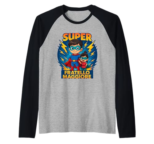 Kinder Superheld Großer Bruder T-Shirt Geschenk Raglan von Super Fratellino Maggiore diventerò fratello