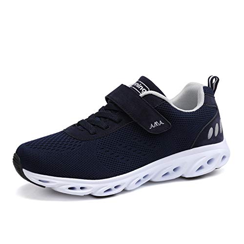 Super Lee Leichte Dämpfung Laufschuhe Sportschuhe mit Klettverschluss für Herren Damen, 44 EU, Blau von Super Lee