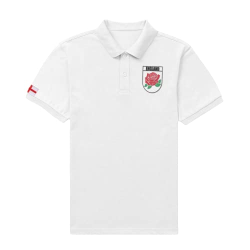 Super Lemon England Rugby-Poloshirt für Erwachsene, exklusiv, Retro, Vintage, Unisex, weiß, ideal für alle englischen Rugby-Fans für 6 Nationen und Weltmeisterschaft, erhältlich bis 7XL, weiß, XL von Super Lemon