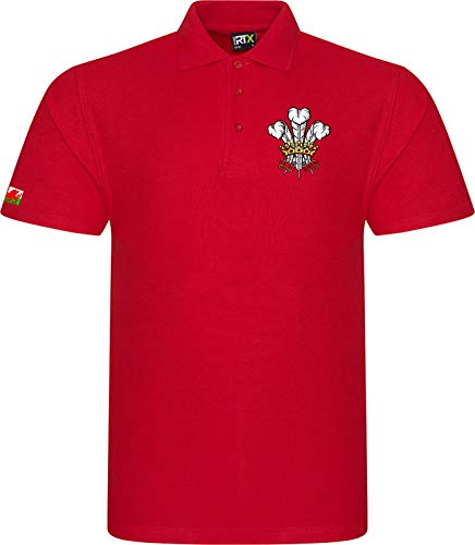 Super Lemon Wales Herren Damen Poloshirt, Retro-Stil, Retro, Vintage, für walisische Rguby-Fans für 6 Nationen und Weltmeisterschaft erhältlich bis 7XL Gr. XL, rot von Super Lemon