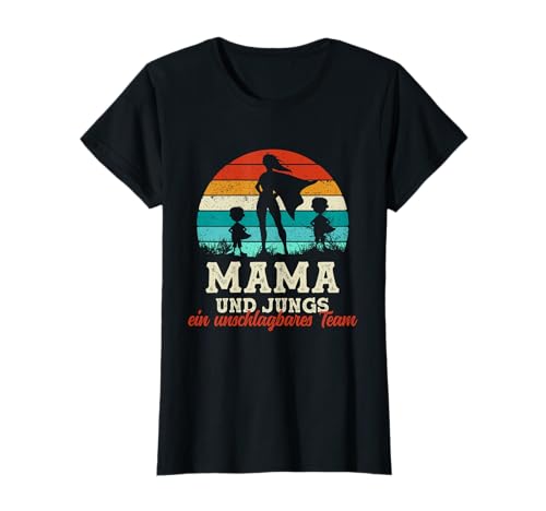 Team Mama Zwei Söhne Superheld Muttertag Stolze Super Mama T-Shirt von Super Mama Outfit Von Kindern Muttertagsgeschenk
