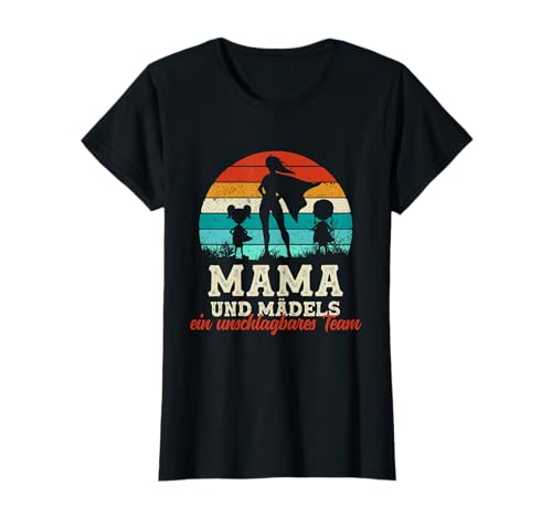 Team Mama Zwei Töchter Superheld Muttertag Stolze Super Mama T-Shirt Team Mama Zwei Töchter Superheld Muttertag Stolze Super Mama T-Shirt von Super Mama Outfit Von Tochter Muttertagsgeschenk