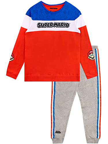 SUPER MARIO BROS Jungen Spielen Sweatshirt und Jogginghose Set 2-teiligen Outfit für Kinder Mehrfarbig 128 von Super Mario Bros.