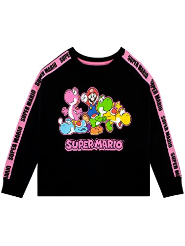 SUPER MARIO BROS Mädchen Spielen Sweatshirt Cropped Pullover mit Langen Ärmeln für Kinder 116 Schwarz von Super Mario Bros.