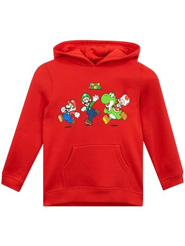 SUPER MARIO BROS Pullover | Mario und Luigi Pullover Jungen | Yoshi Hoodie Kinder Jungen | Luigi Hoodie Kinder Rot 110 von Super Mario Bros.