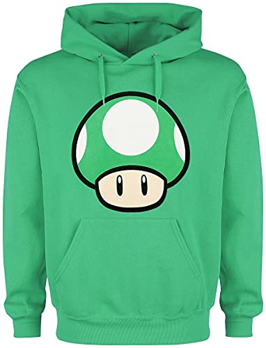 Super Mario 1 - Up Mushroom Männer Kapuzenpullover grün XL von Super Mario
