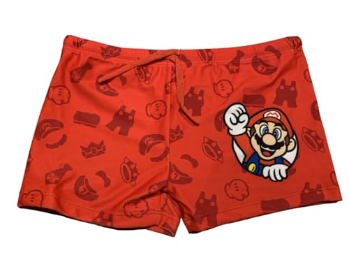 Super Mario Badehose mit elastischem Bund und Kordelband (DE/NL/SE/PL, Numerisch, 104, Regular, rot) von Super Mario