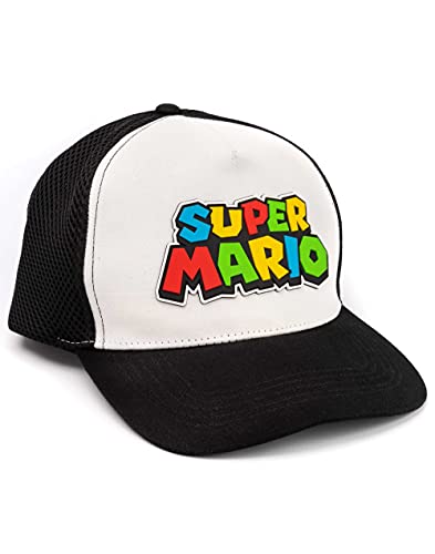 Super Mario Cap Jungen Kinder Weiß Schwarz One Size Snapback von Super Mario