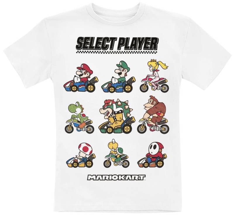 Super Mario - Gaming T-Shirt - Kids - Choose Your Driver - 104 bis 152 - Größe 128 - weiß von Super Mario