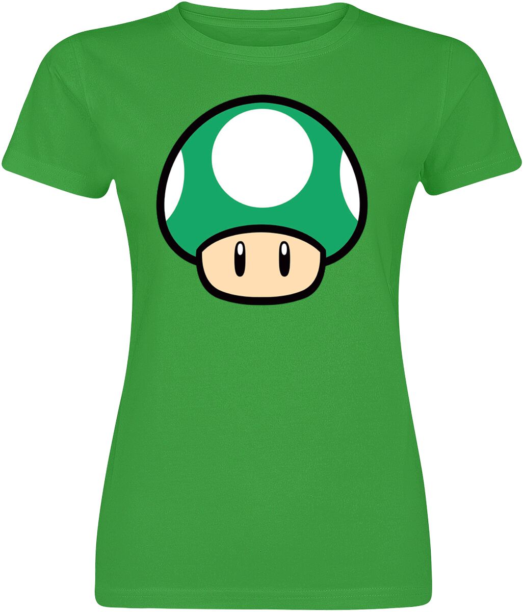 Super Mario - Gaming T-Shirt - Pilz - XL bis XXL - für Damen - Größe XL - grün von Super Mario