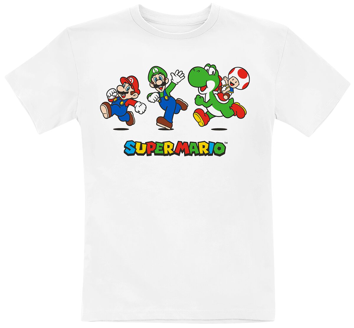 Super Mario - Gaming T-Shirt für Kleinkinder - Kids - Running - für Mädchen & Jungen - weiß von Super Mario