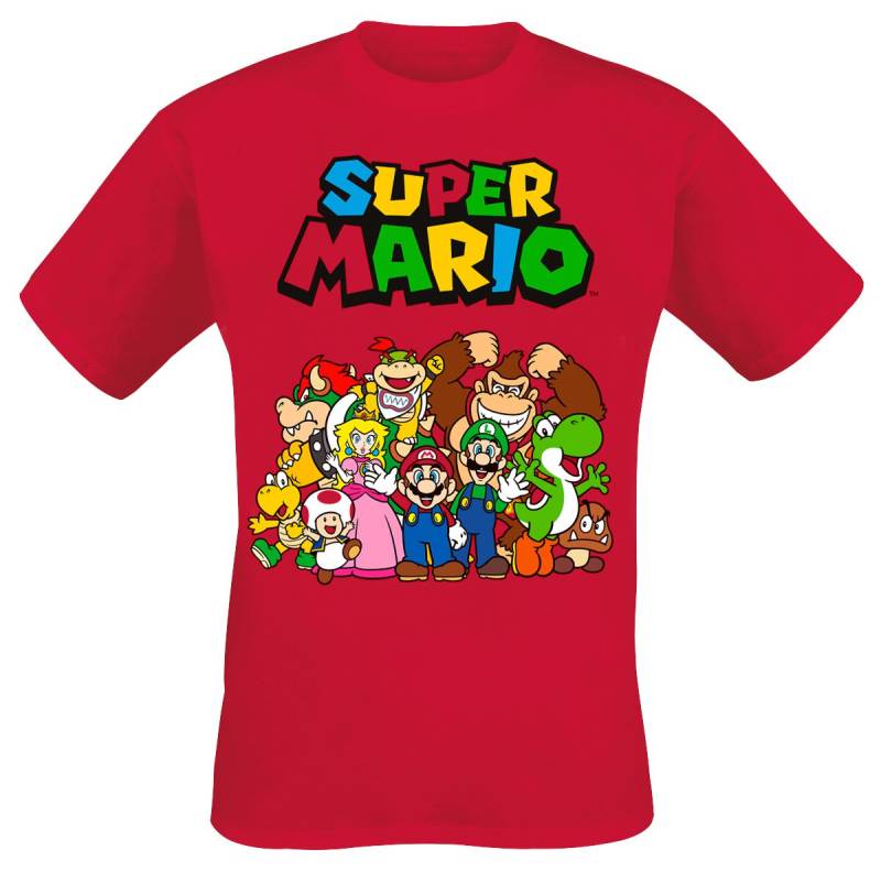 Super Mario Group Shot T-Shirt rot in S von Super Mario