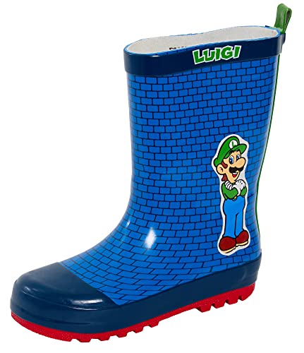 Super Mario Gummistiefel für Jungen, Brüder, für Kinder, Nintendo Gummistiefel, Regenschuhe, Gummistiefel, Blauer Ziegelstein, 27 EU von Super Mario