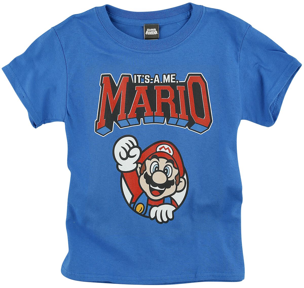 Super Mario Kids - It's A Me, Mario T-Shirt blau in 116 von Super Mario