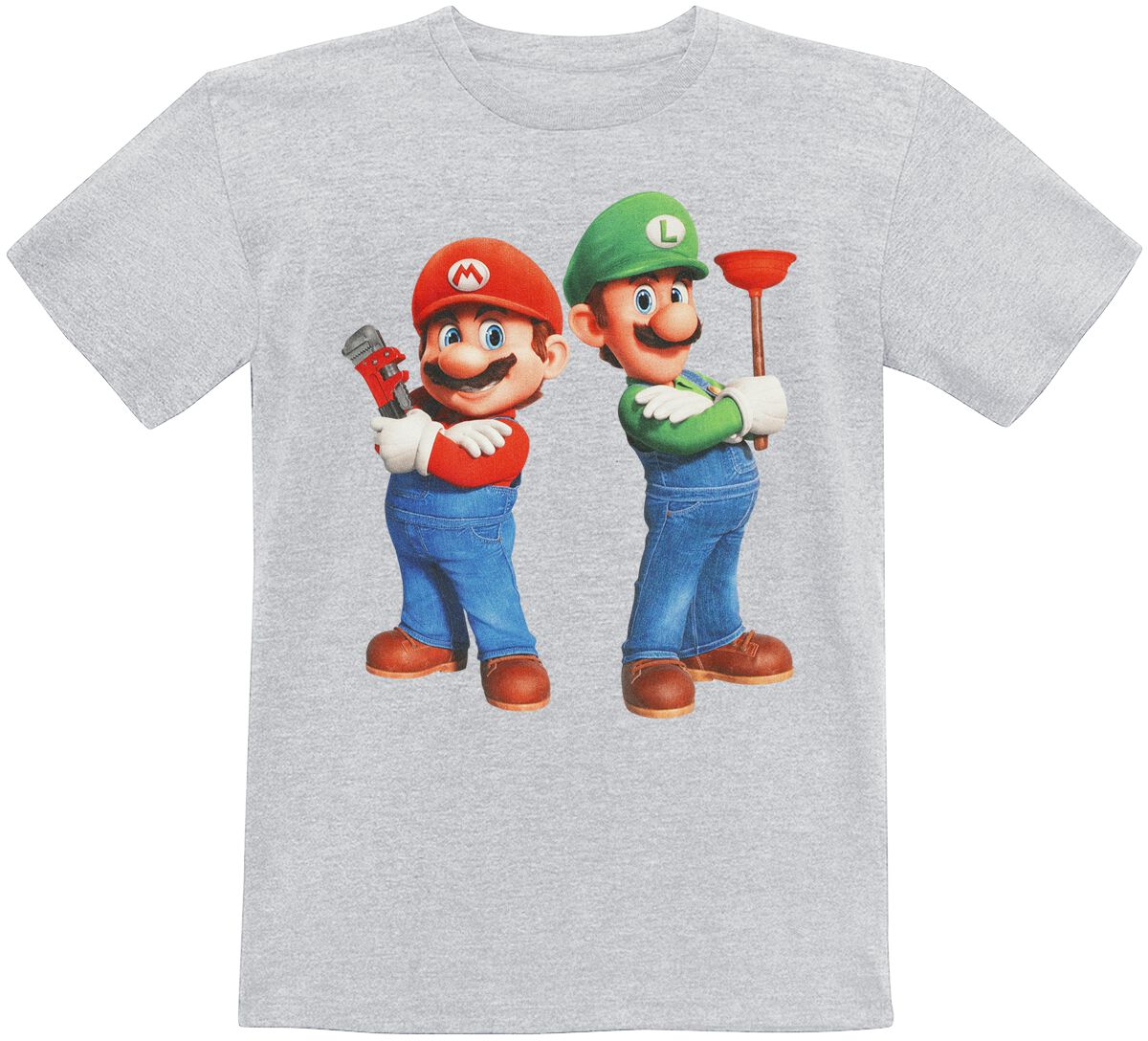 Super Mario Kids - Plumbing Bros. T-Shirt grau in 128 von Super Mario