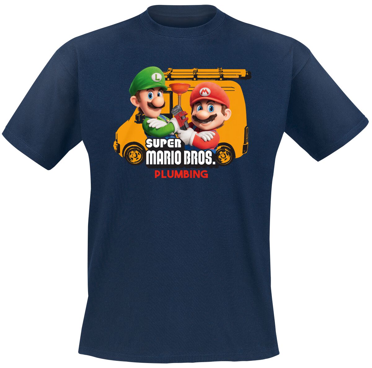 Super Mario Mario Brothers Plumbing T-Shirt blau in S von Super Mario