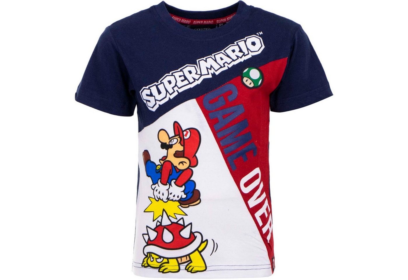 Super Mario Print-Shirt Super Mario Kinder T-Shirt GAME OVER Jungen + Mädchen Gr. 98 104 110 116 122 128 von Super Mario