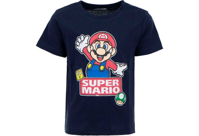 Super Mario Print-Shirt Super Mario T-Shirt Dunkelblau Jungen und Mädchen Kindershirt Gr.98 104 110 116 122 128 von Super Mario