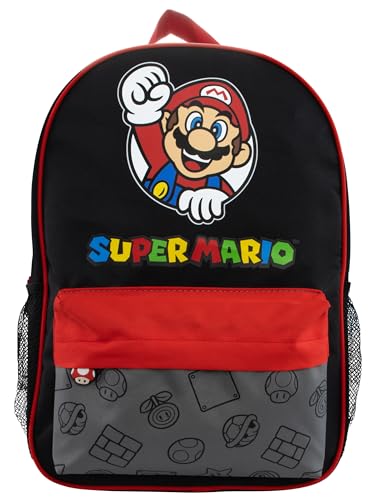 Super Mario Rucksack | Gaming Backpack | Schulrucksack Jungen | Schwarz von Super Mario