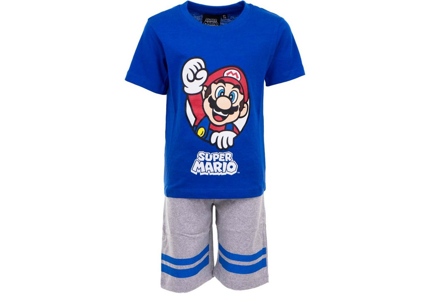 Super Mario Schlafanzug Mario kurzarm Kinder Pyjama Gr. 98 bis 128, Baumwolle von Super Mario