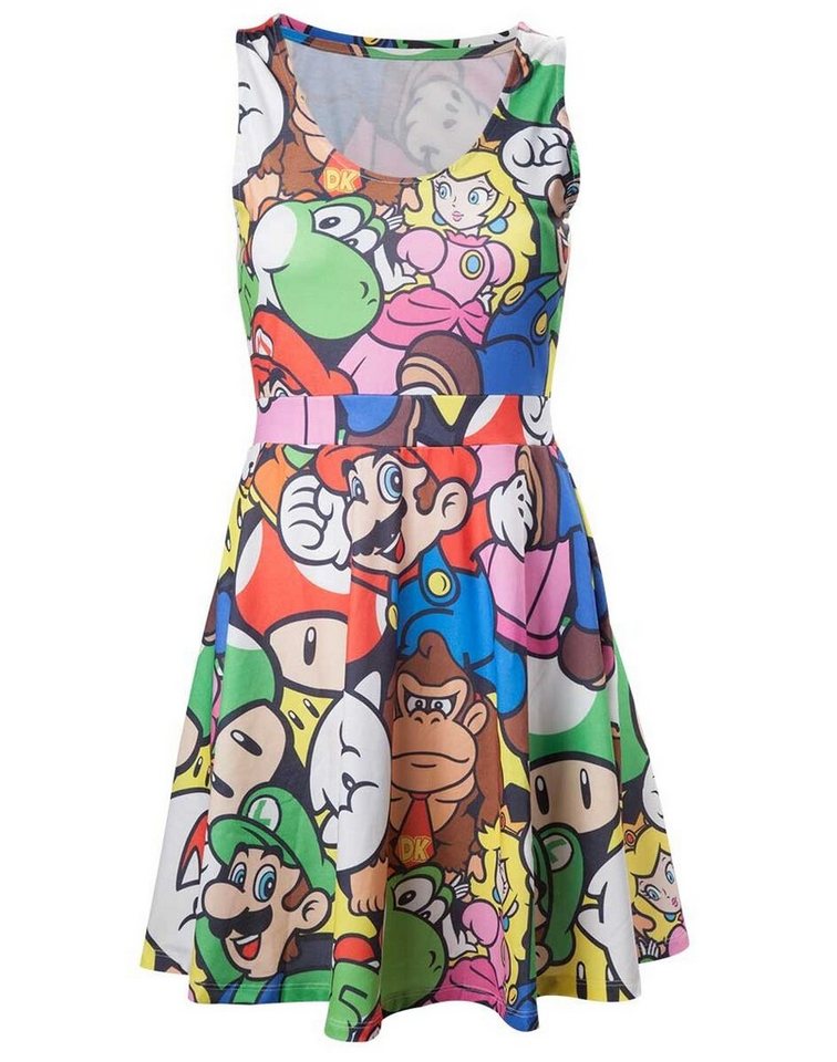 Super Mario Sommerkleid Super Mario Kleid Damen und Mädchen mit Donkey Mario LuigI Yoshi Gr. S M L von Super Mario