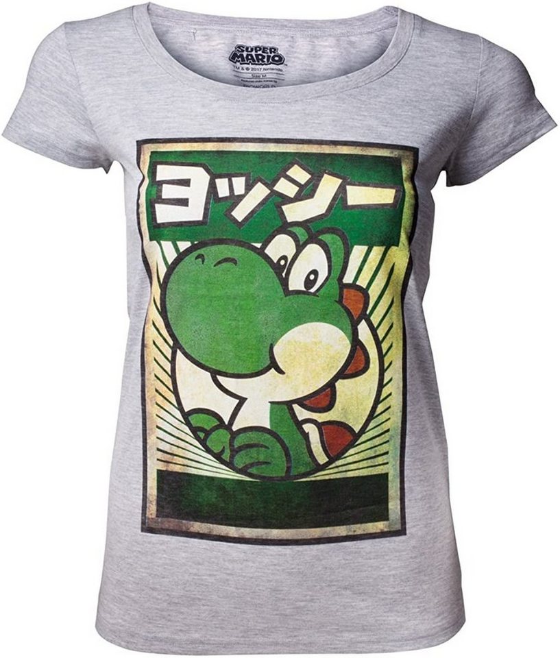 Super Mario T-Shirt Nintendo T-shirt Japanese Yoshi Women's Grey Super Mario Grau Damen T-Shirt Erwachsene + Jugendliche von Super Mario