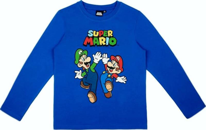 Super Mario T-Shirt SUPER MARIO KART LANGARM T-SHIRT blau Jungen + Mädchen von Super Mario