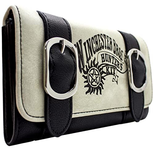 Super Natural Sam & Dean Monsterjäger-Set Portemonnaie Tri-Fold Münzfach & Kartenhalter, Beige von Super Natural
