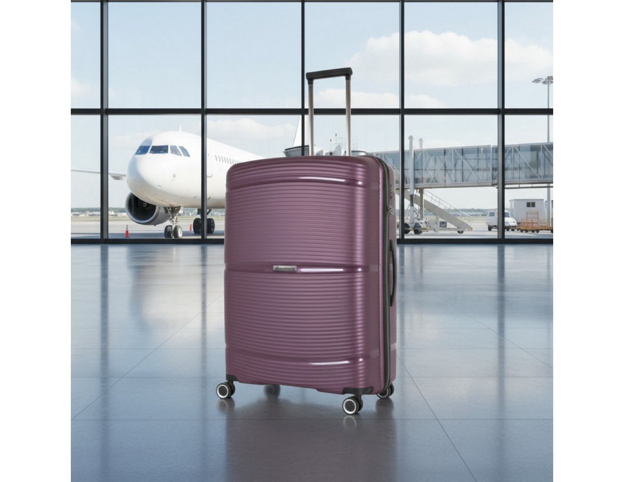 Super Solu Hartschalen-Trolley 24 Zoll / 66cm Hartschalenkoffer aus PP-Kunststoff, Reisekoffer, 4 Rollen, Lila, TSA-Zahlenschloss, leicht und robust von Super Solu