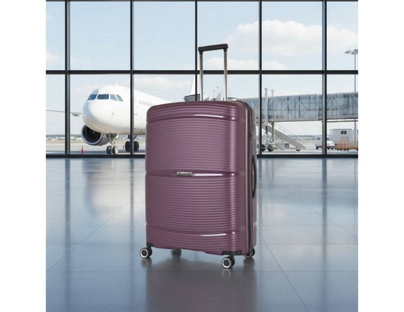 Super Solu Hartschalen-Trolley 24 Zoll / 66cm Hartschalenkoffer aus PP-Kunststoff, Reisekoffer, 4 Rollen, Lila, TSA-Zahlenschloss, leicht und robust von Super Solu