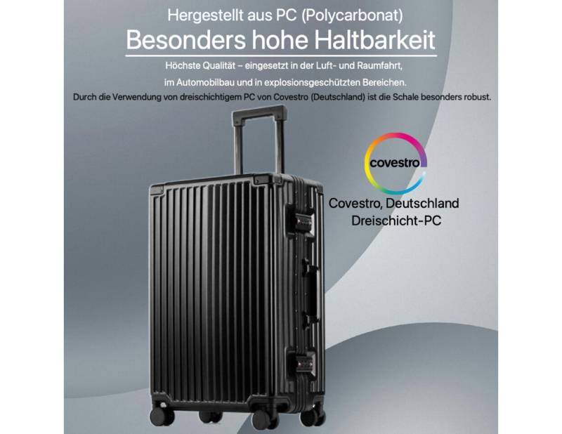 Super Solu Hartschalen-Trolley Alu-Rahmen Hartschalenkoffer aus Smart Polycarbonat, 4 Rollen, 24 Zoll Schwarz, Schnappverschlüssen mit 2 TSA Nummern-Schloss Super Solu Hartschalen-Trolley Alu-Rahmen Hartschalenkoffer aus Smart Polycarbonat, 4 Rollen, 24 Zoll Schwarz, Schnappverschlüssen mit 2 TSA Nummern-Schloss von Super Solu