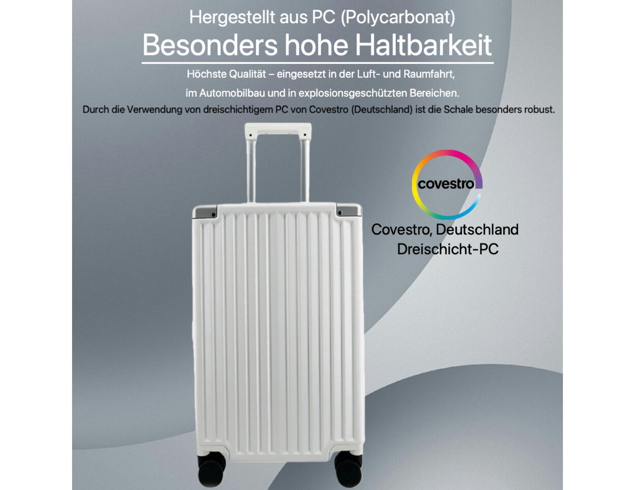 Super Solu Hartschalen-Trolley Alu-Rahmen Hartschalenkoffer aus Smart Polycarbonat, 4 Rollen, 24 Zoll Weiß, Schnappverschlüssen mit 2 TSA Nummern-Schloss Super Solu Hartschalen-Trolley Alu-Rahmen Hartschalenkoffer aus Smart Polycarbonat, 4 Rollen, 24 Zoll Weiß, Schnappverschlüssen mit 2 TSA Nummern-Schloss von Super Solu
