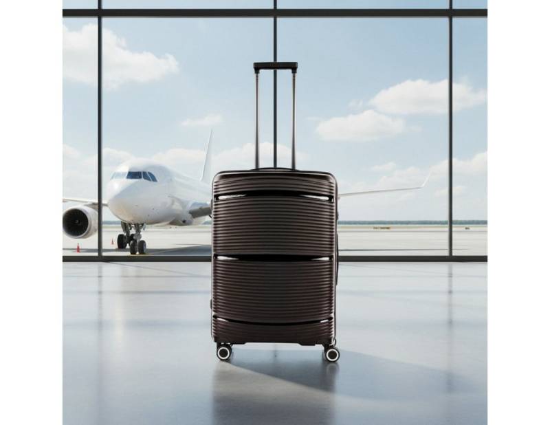 Super Solu Hartschalen-Trolley Handgepäck 20Zoll /55cm aus Polypropylen, leichter Hartschalenkoffer, 4 Rollen, 360° Doppelrollen, Schwarz, TSA-Zahlenschloss, Reisekoffer von Super Solu