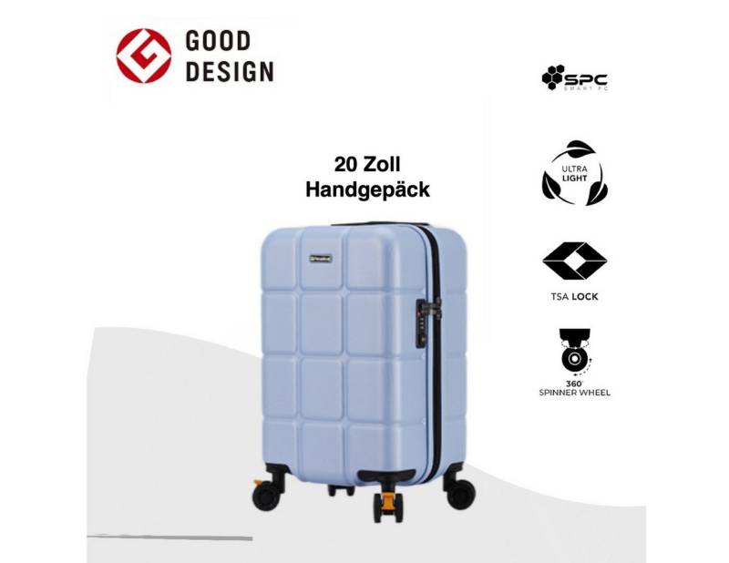 Super Solu Hartschalen-Trolley Hartschalenkoffer aus Smart PC recyceltem Material / Reisekoffer, 4 Rollen, 20 Zoll, Blau, DESIGN AWARD, TSA-Zahlenschloss von Super Solu