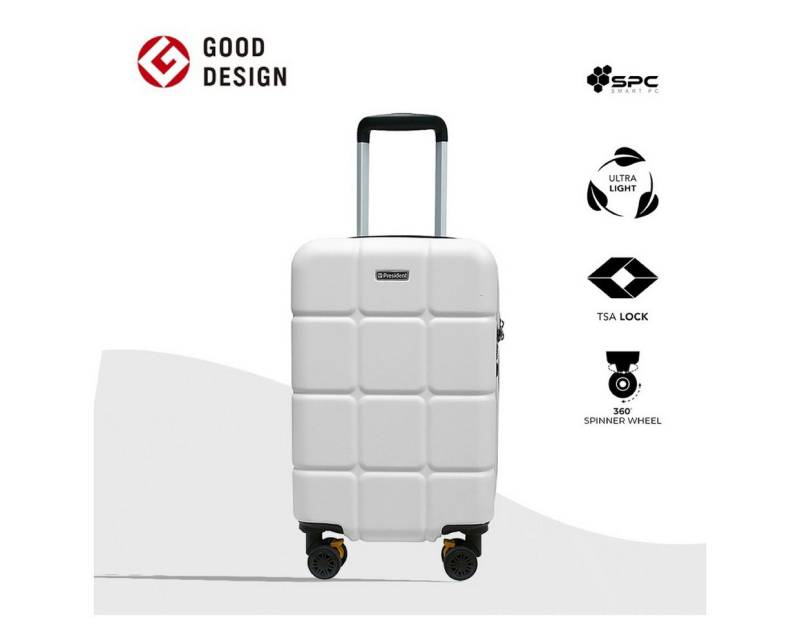 Super Solu Hartschalen-Trolley Hartschalenkoffer aus Smart PC recyceltem Material / Reisekoffer, 4 Rollen, M/20 Zoll, Weiß, DESIGN AWARD, TSA-Zahlenschloss von Super Solu