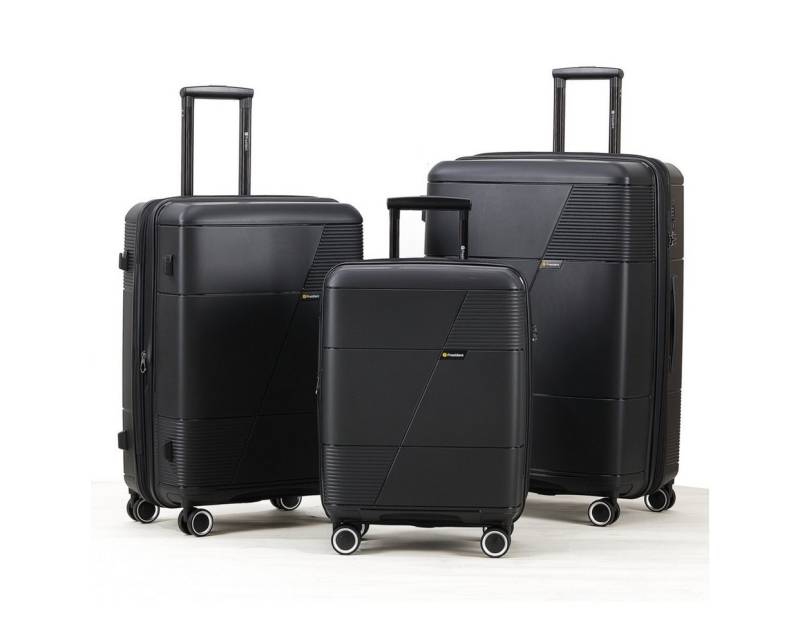 Super Solu Hartschalen-Trolley robuster & stabiler Hartschalenkoffer aus PP-Kunststoff, 4 Rollen, 3er-Set (20‘’/24‘’/28), Schwarz, TSA-Zahlenschloss, Erweitbar von Super Solu