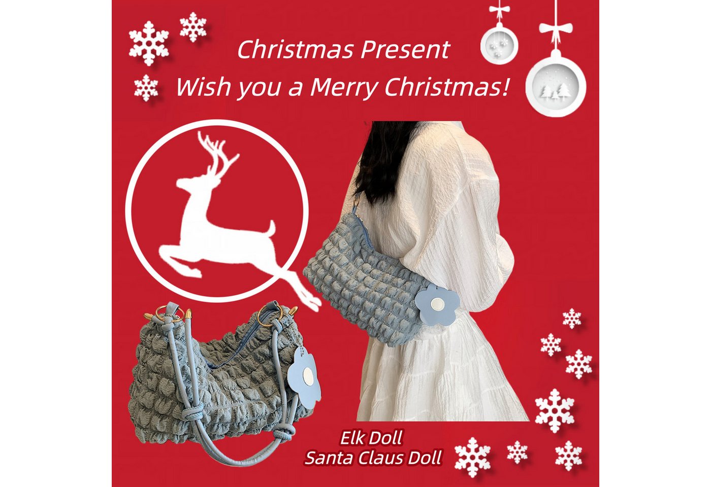 Super Solu Schultertasche Exklusives Weihnachts-Taschen-Duo Damen Handtaschen (Blau & Blau, 2-tlg., 8*16*27cm(B/H/T), ultraleichte Stofftasche, flexibel als Schulter- & Unterarmtasche von Super Solu