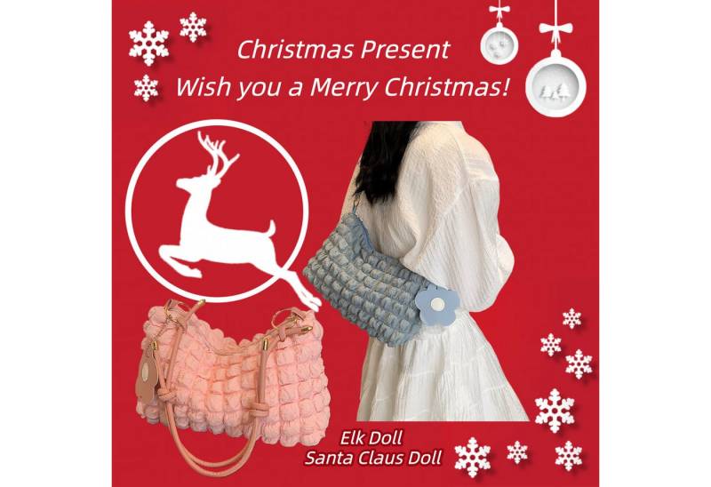 Super Solu Schultertasche Exklusives Weihnachts-Taschen-Duo Damen Handtaschen (Rosa & Blau, 2-tlg., 8*16*27cm(B/H/T), ultraleichte Stofftasche, flexibel als Schulter- & Unterarmtasche von Super Solu