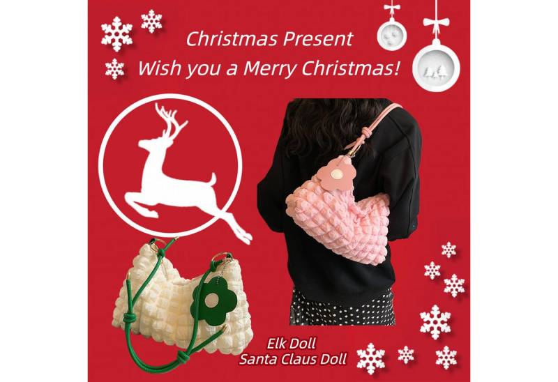 Super Solu Schultertasche Exklusives Weihnachts-Taschen-Duo Damen Handtaschen (Rosa & Weiß, 2-tlg., 8*16*27cm(B/H/T), ultraleichte Stofftasche, flexibel als Schulter- & Unterarmtasche von Super Solu