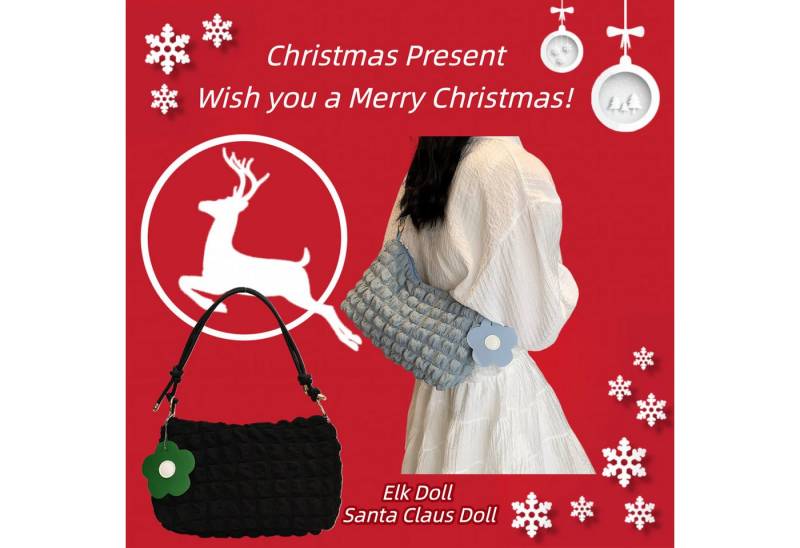 Super Solu Schultertasche Exklusives Weihnachts-Taschen-Duo Damen Handtaschen (Schwarz & Blau, 2-tlg., 8*16*27cm(B/H/T), ultraleichte Stofftasche, flexibel als Schulter- & Unterarmtasche von Super Solu