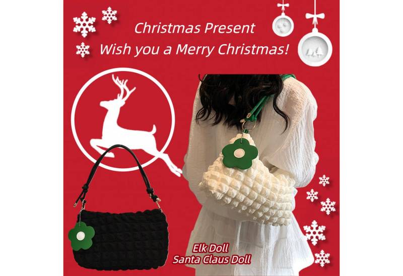 Super Solu Schultertasche Exklusives Weihnachts-Taschen-Duo Damen Handtaschen (Weiß & Schwarz, 2-tlg., 8*16*27cm(B/H/T), ultraleichte Stofftasche, flexibel als Schulter- & Unterarmtasche von Super Solu