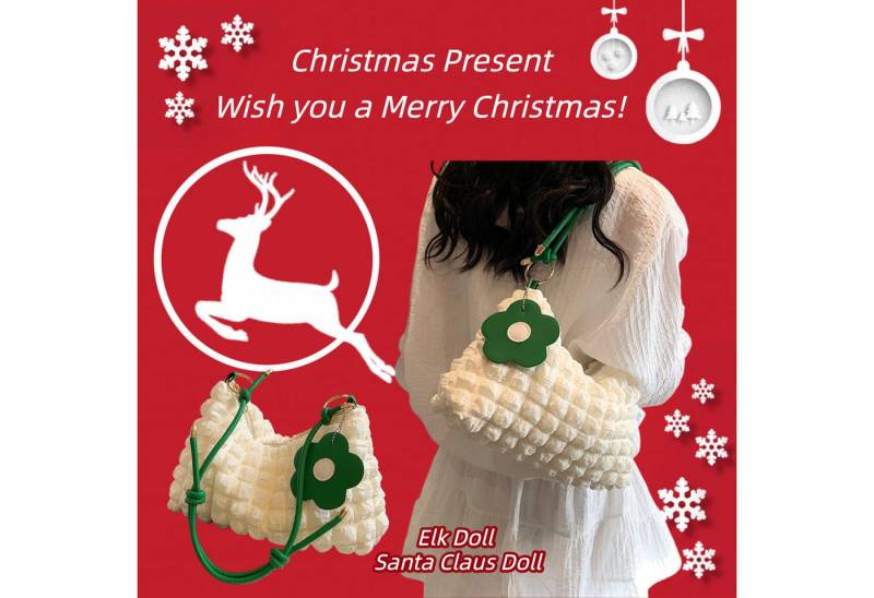 Super Solu Schultertasche Exklusives Weihnachts-Taschen-Duo Damen Handtaschen (Weiß & Weiß, 2-tlg., 8*16*27cm(B/H/T), ultraleichte Stofftasche, flexibel als Schulter- & Unterarmtasche von Super Solu