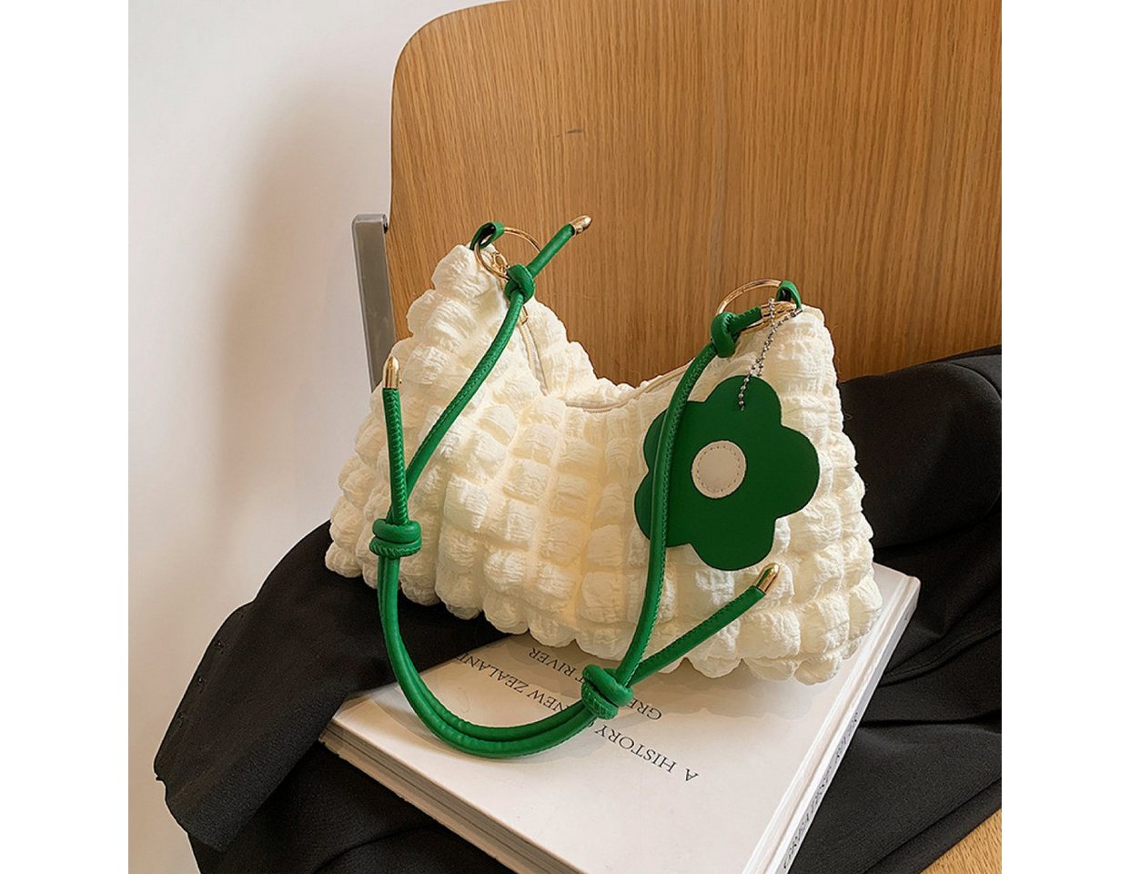 Super Solu Schultertasche Puffer Cloud Bag, Damen Umhängetasche Handtasche in Wolken-Style (Weiß, 1-tlg., 8*16*27cm(B/H/T), ultraleichte Stofftasche, flexibel als Schulter- & Unterarmtasche von Super Solu