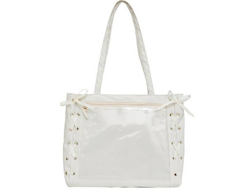 Super Solu Schultertasche Tote Bag Damen Ita Bag – Transparente Schultertasche Anime Style (SS-Ita-Weiß, 1-tlg., 40x10x39cm L*T*H), Shopper, Leichte Umhängetasche, Handtasche von Super Solu