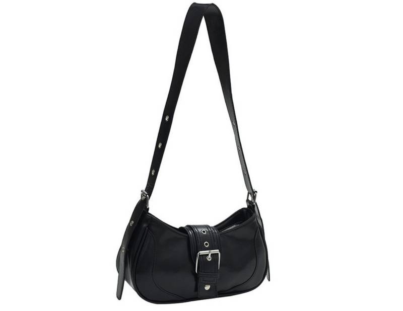 Super Solu Schultertasche Y2K Damentasche–Retro Umhängetasche PU Leder, Verstellbar Handtasche (28x8x15cm (L*T*H), 1-tlg., SS-Street-Schwarz), Streetstyle, Leicht von Super Solu